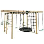 Orangutan-Themed Timber Climbing Cube Jungle Gym Playset With Swings