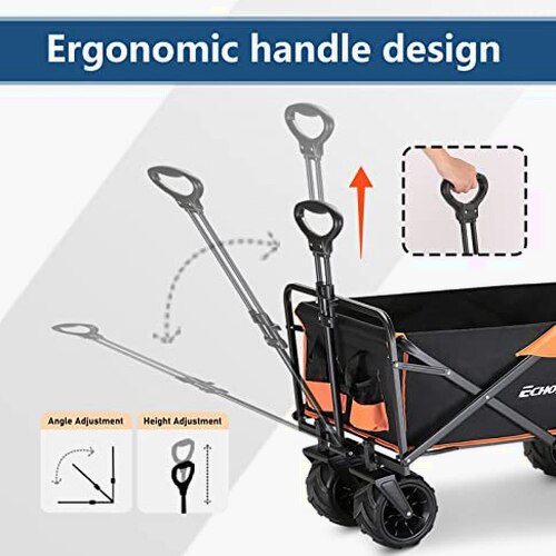EchoSmile Foldable Utility Wagon, 350 lb Capacity - Large Wheels
