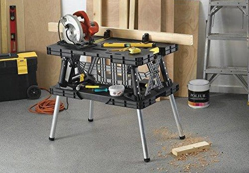 Keter Folding Work Table With 2 12 Inch Clamps, Black/Yellow - 17182239