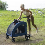 Tikysky 4-Wheel Pet Stroller for Medium and Large Dogs and Cats - Blue