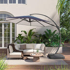 LAUSAINT HOME 11 FT Beige Curvy Cantilever Patio Umbrella With Base