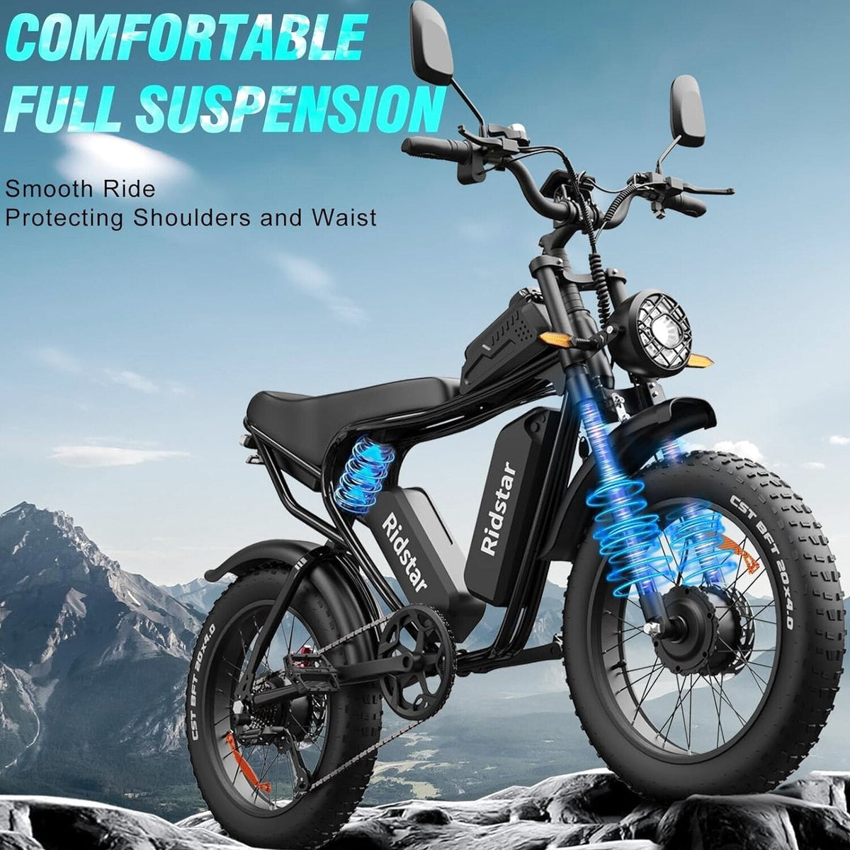 Electric Bike 2000W 52V 30-180 Miles All-Terrain Fat Tire E-Bike - Q20