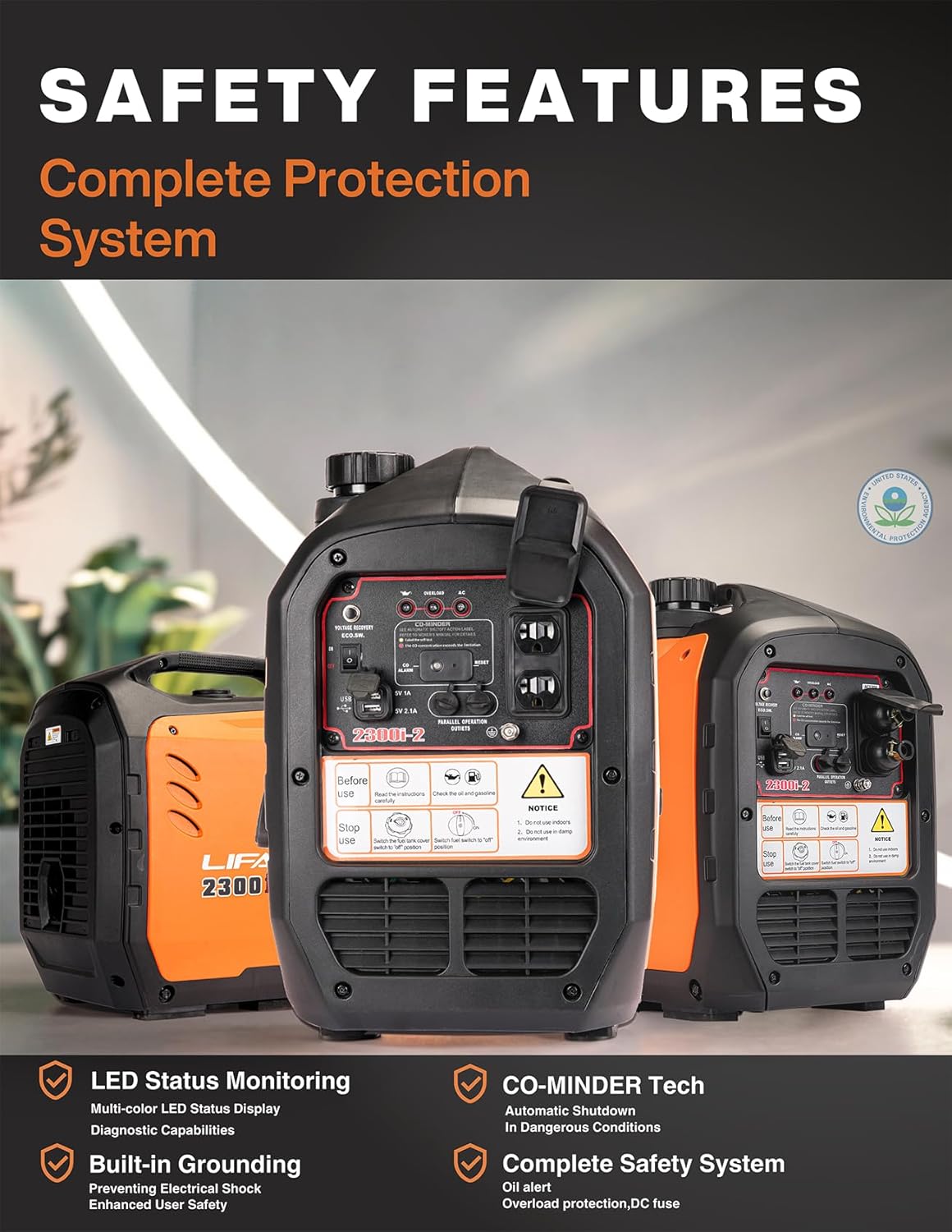 LIFAN Gasoline Inverter Generator 2300W - Portable Parallel Capable