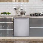 Cosmo 4-Piece Kitchen Appliance Package - 30 in Gas Range, Wall Mount Range Hood, 24 in Built-In Dishwasher, French Door Refrigerator