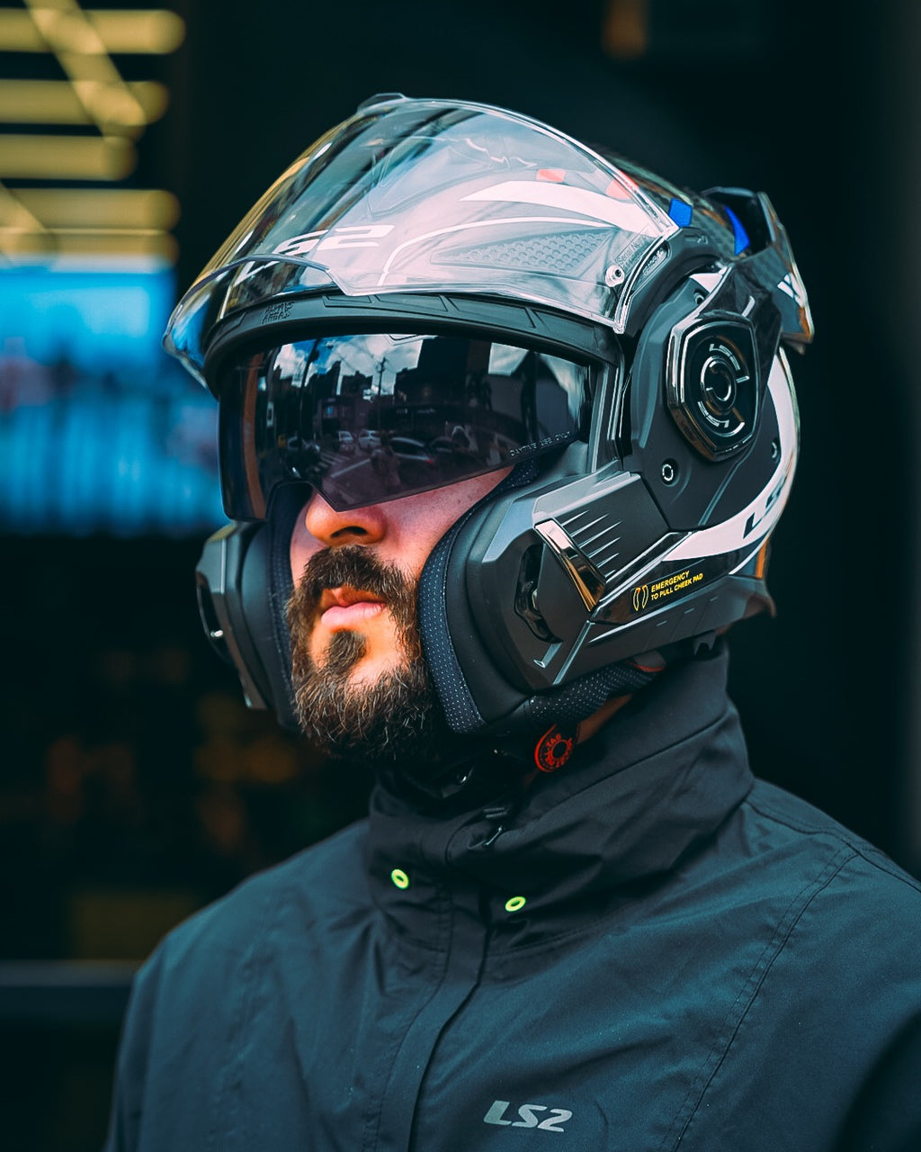 LS2 Carbon Fiber Flip-Up Motorcycle Helmet - FF901 Advant X+