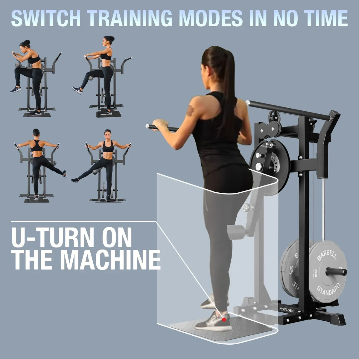 Syedee Plate Loaded Standing Hip Training Machine, Adjustable 9 Height Settings, 450lbs Capacity