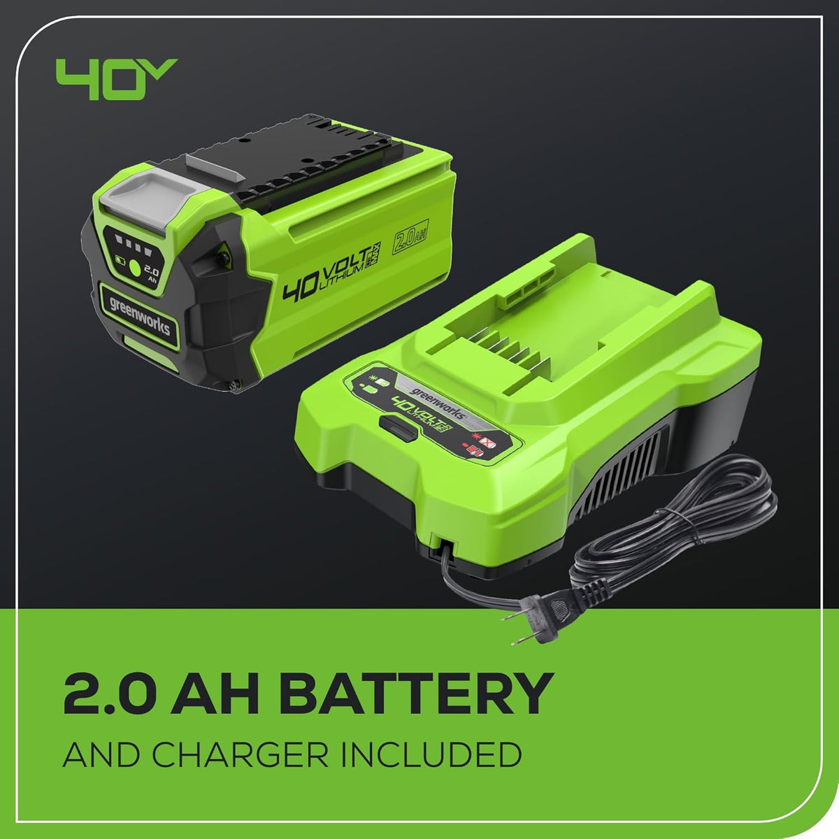 Greenworks 40V Leaf Blower Sweeper, 150 MPH / 135 CFM With 2.0 Ah Battery And Charger