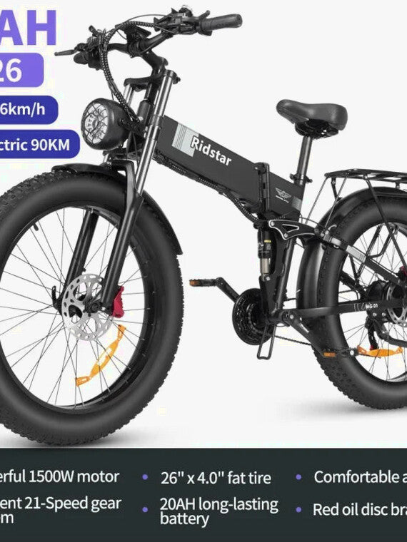 Electric Bike For Adults, 750W Motor, 48V 20Ah Removable Battery, 26 Fat Tire, Folding, Shimano 21-Speed, UL2849