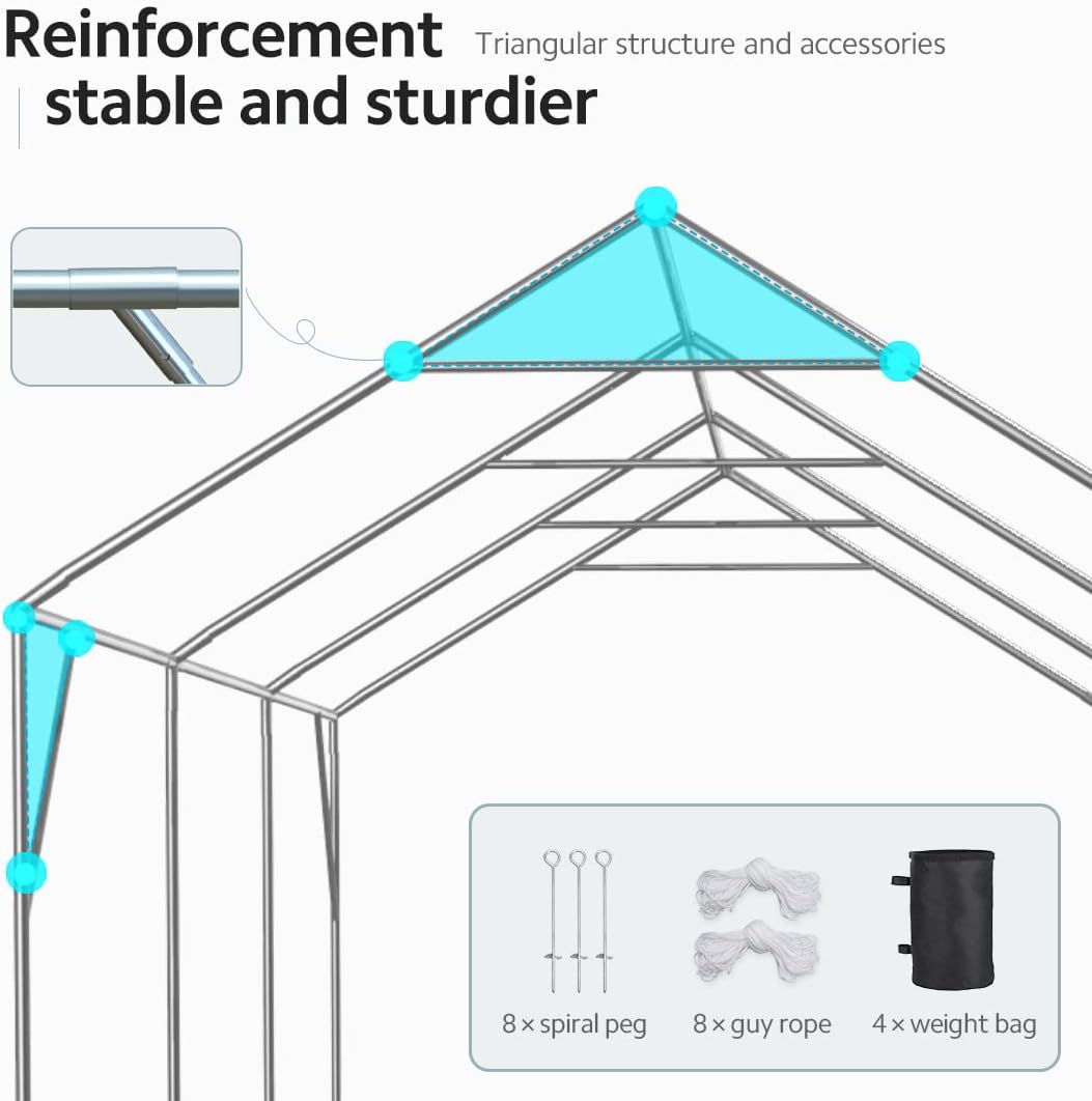 ADVANCE OUTDOOR Heavy Duty 12x20 ft Carport Canopy Garage, Gray