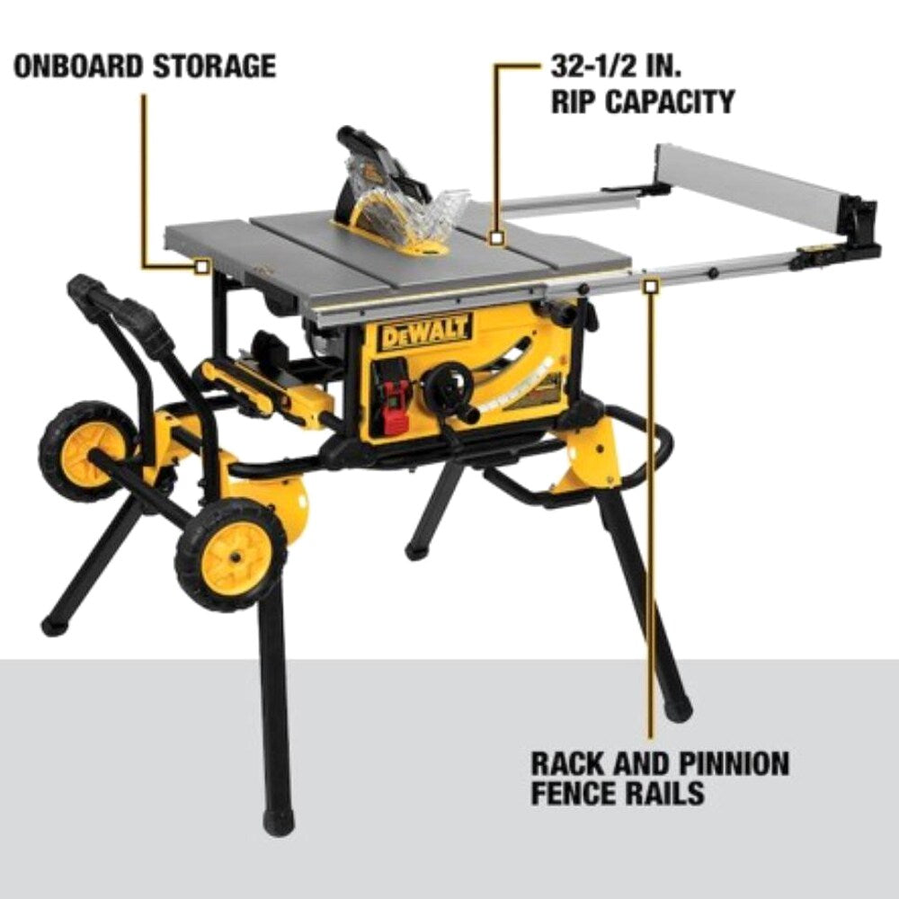 DEWALT 15 Amp Corded 10 in Job Site Table Saw With Rolling Stand - DWE7491RS