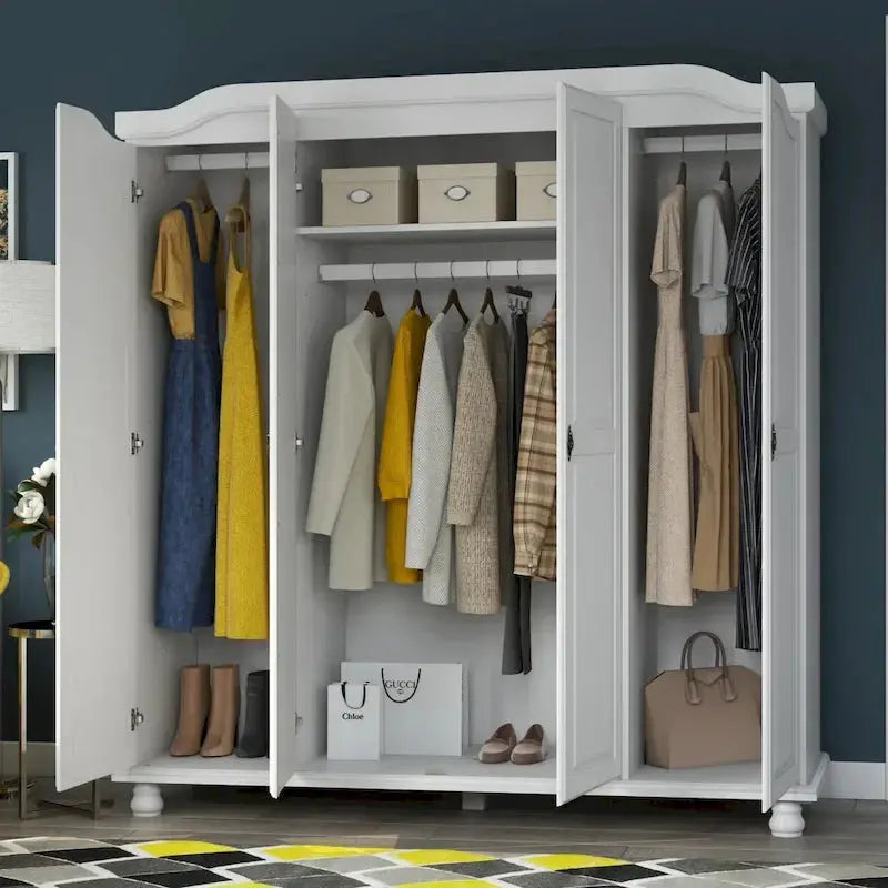 Palace Imports Kyle 4-Door Solid Wood Armoire, 72.25w x 76.5h x 22.25d - Kyle