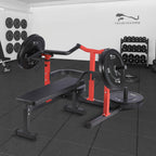 Chest Press Machine With Independent Converging Arms, Adjustable Flat Bench, 1050LBS Capacity, Red
