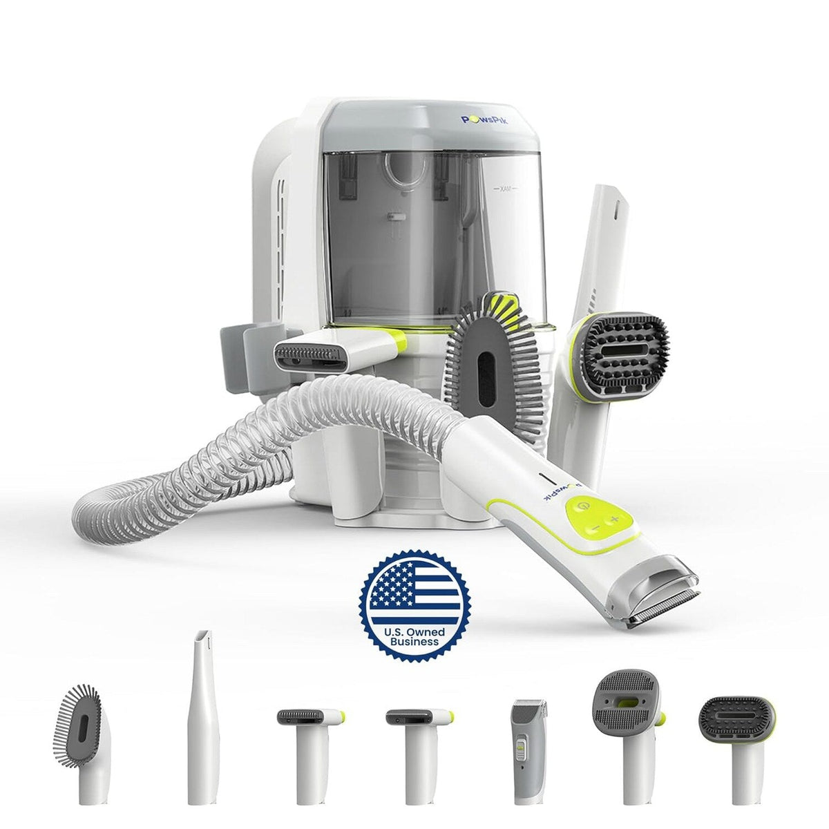 PAWSPIK Pet Grooming Vacuum Kit With 7 Tools, 6 Suction Levels And 2.2L Dust Bin - GroomingPro Rx