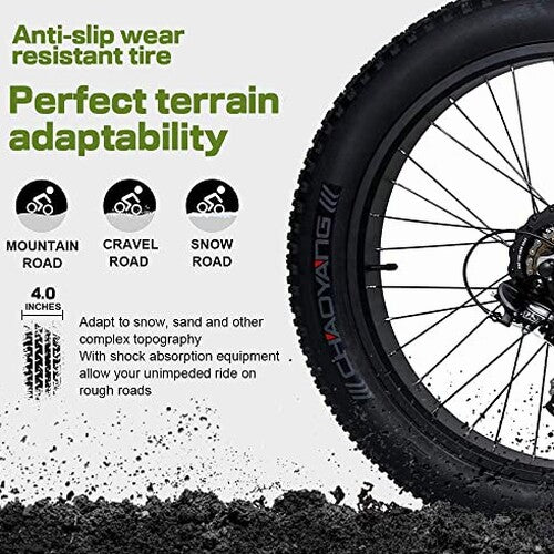 ECOTRIC Adult Electric Bike 26 x 4.0 in Fat Tires, 750W, 48V 13AH - Hammer
