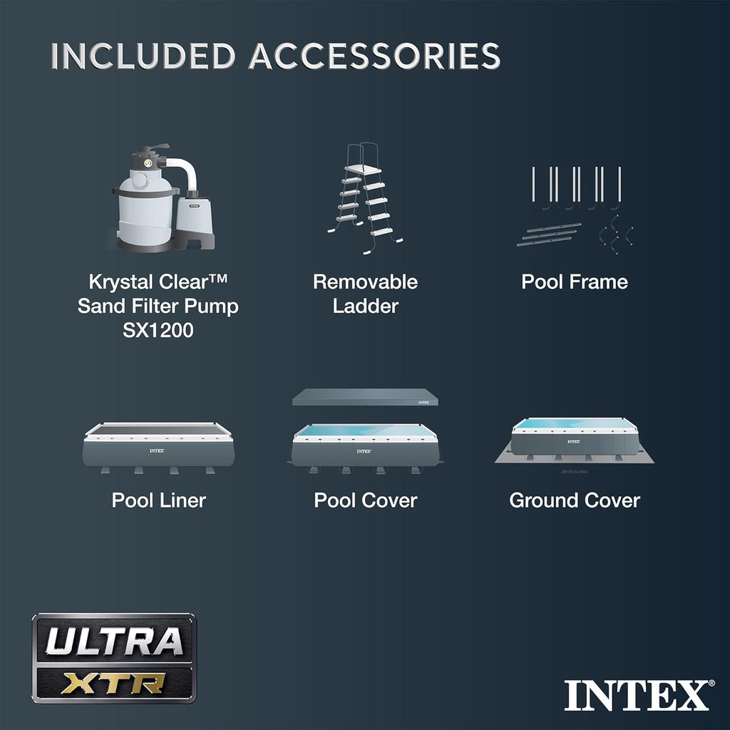 Intex Ultra XTR Rectangular Frame Above Ground Pool Set, 18' x 9' x 52"