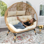 Radiata Double Egg Chair For 2 Person With Thick Cushions, 680 Lbs Capacity