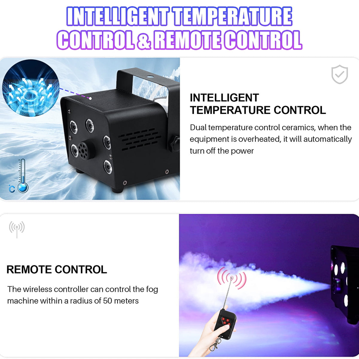 Fog Machine Smoke 550W 5 three-in-one RGB Light Beads Smoke Machine with Remote Control for Party Stage