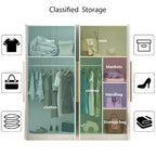 FUFU&GAGA Solid Wood Freestanding Wardrobe Closet With Internal Shelves And Hanging Space