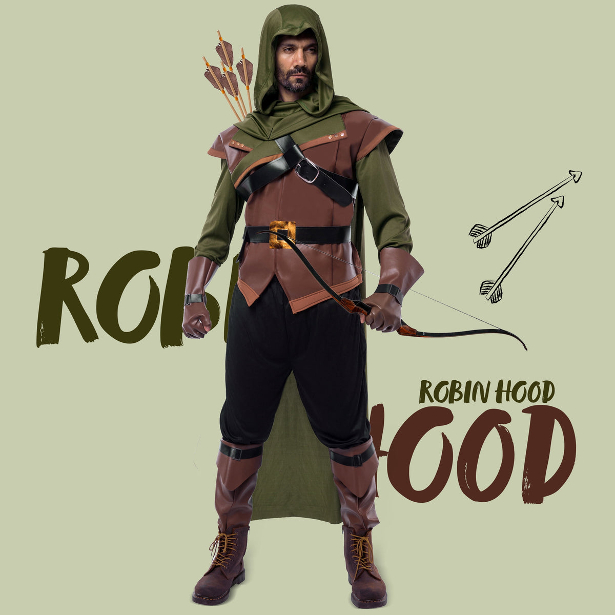 Joyfy Robin Hood Costume for Men Renaissance Medieval Costume Outfit Set for Adult Halloween Dress Up Party