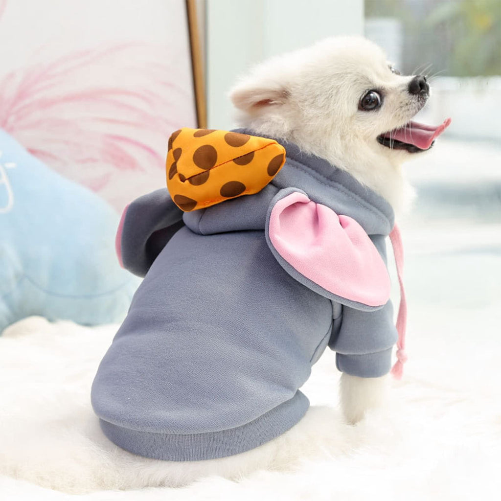 WILLED Halloween Big Ear Mouse Dog Hoodies, Cute Cheese Warm Pet Costume for Small Medium Dogs, French Bulldog, Chihuahua, S (Chest 53cm/ 20.8")