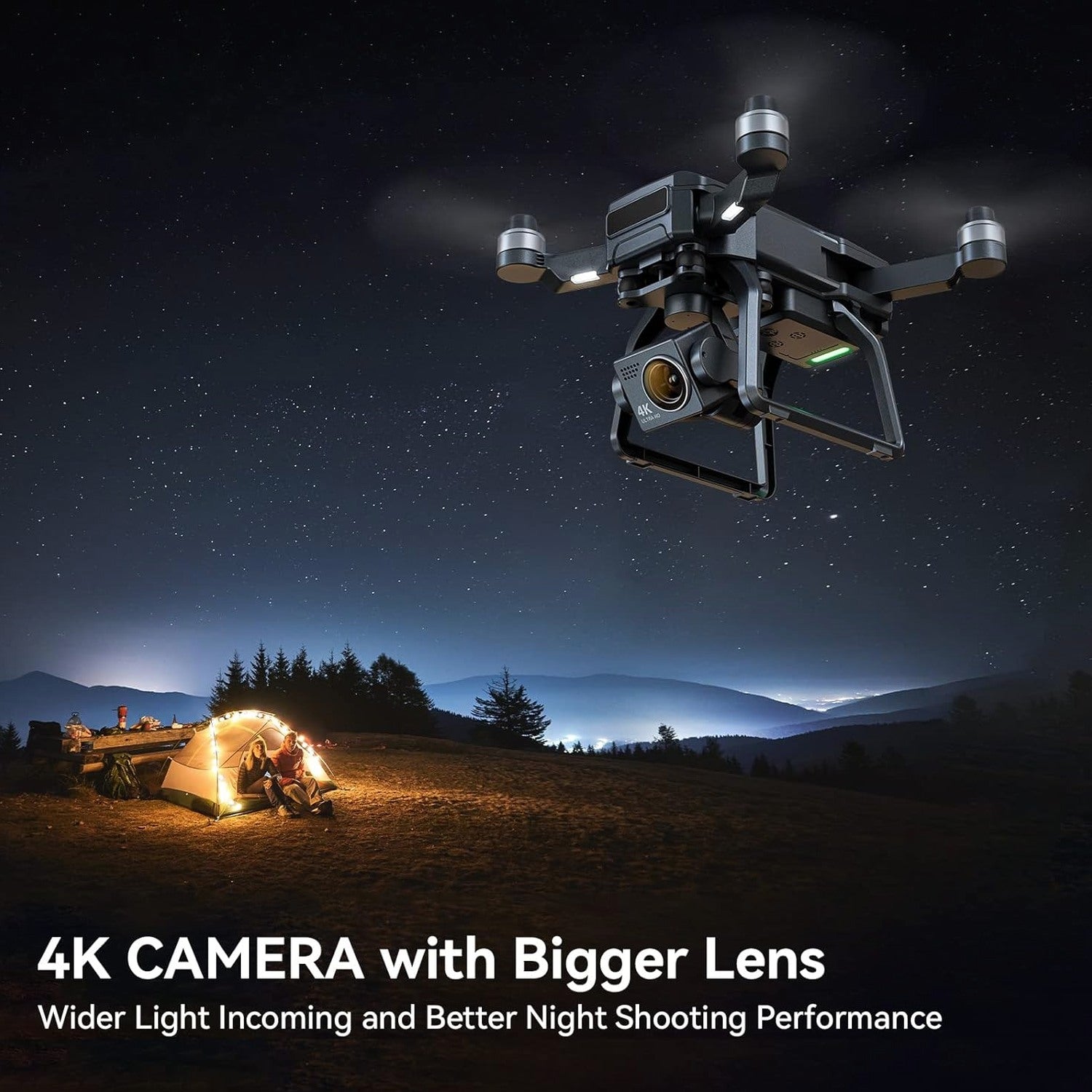Bwine GPS Camera Drone With 4K Night Vision, 3-Axis Gimbal, 3 Batteries, Black - F7GB2 3B