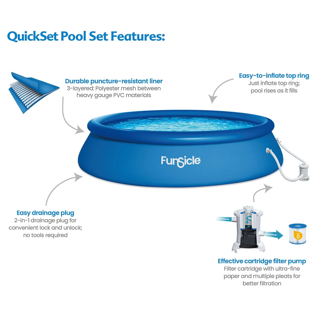 Funsicle Above Ground Swimming Pool, Round, 8 ft x 30 in - Age 6+