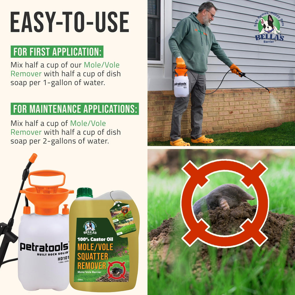 Petra Castor Oil For Moles, Gophers And Voles, Pet Safe, Food Grade, 1 Gallon - BB-4026