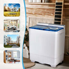 Portable Twin Tub Washer Dryer Combo With Drain Pump, 26 LBS - Blue/Gray