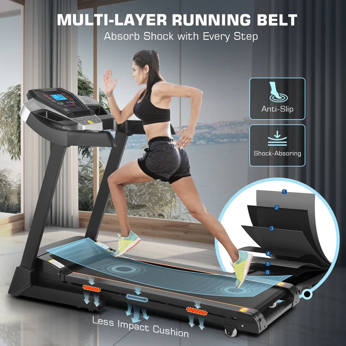 Tikmboex Treadmill With Auto Incline, 3.25HP Motor, 300 lb Capacity