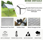 Metal Walk-In Chicken Run Cage With Cover, 10'L X 6.6'W X 6.56'H