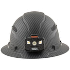 Klein Tools Premium KARBN Full Brim Hard Hat With Vents And Rechargeable Headlamp, Black - 60347