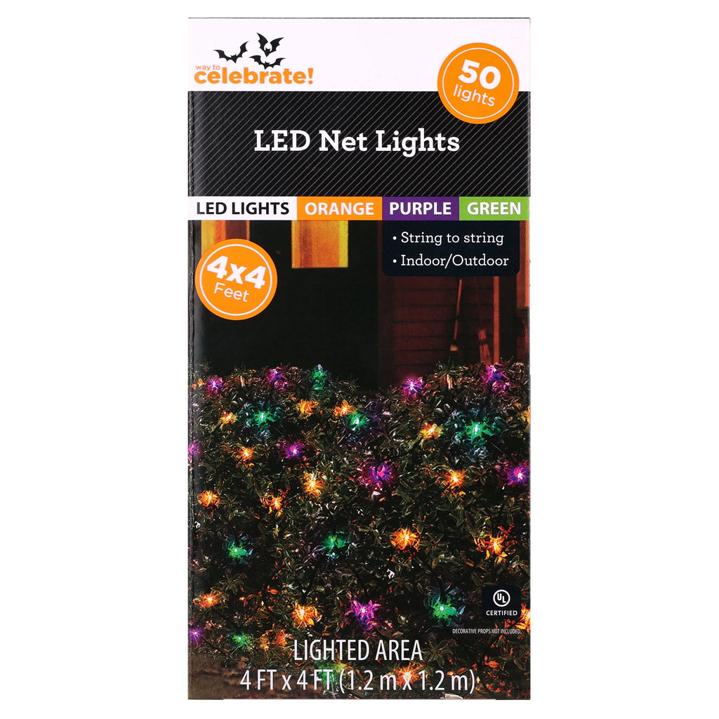 Indoor/Outdoor 50-Count LED Net Lights, 4' x 4', Halloween by Way To Celebrate