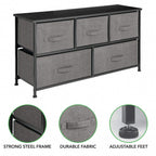 mDesign Wide Storage Dresser With 5 Removable Fabric Drawers - Dark Gray