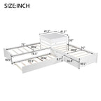 Modern White L-Shaped Twin Platform Bed With Built-In Trundle And Storage Drawers
