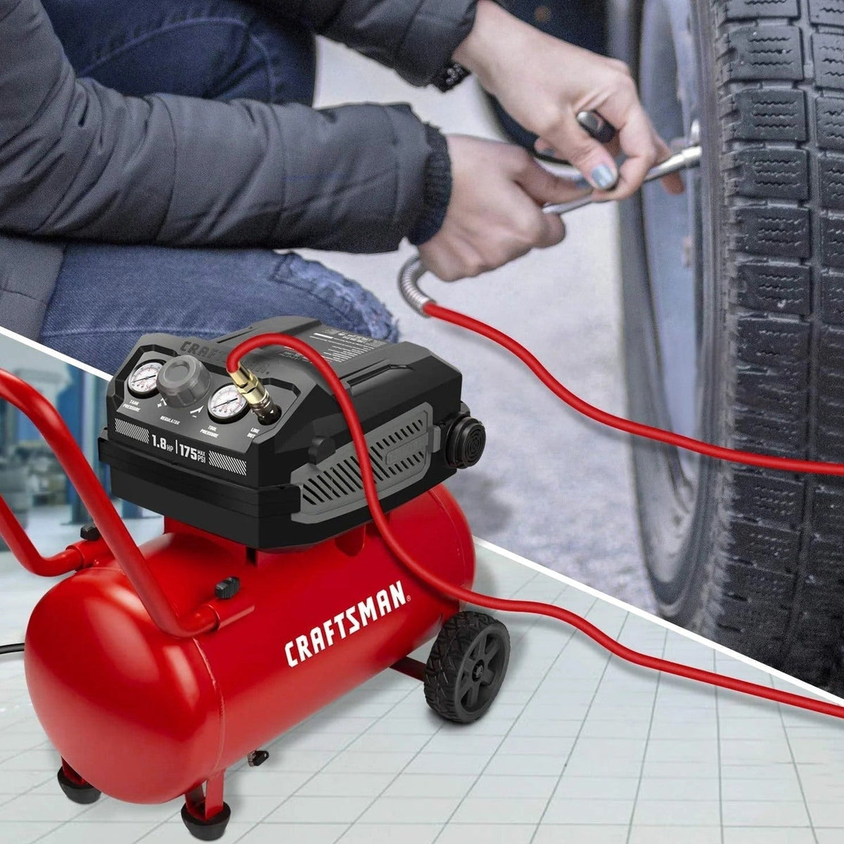 CRAFTSMAN Oil-Free Portable Air Compressor, 10 Gallon 1.8 HP 175 PSI 4.0 CFM@90PSI - CMXECXA0201041