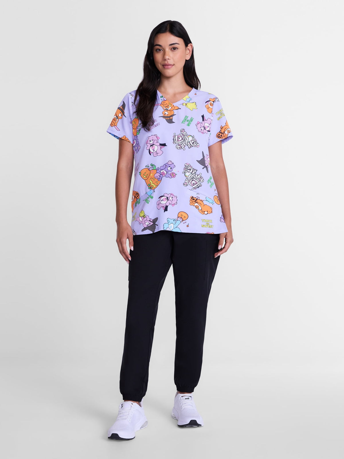 Care Bears Women's Halloween Scrub Top with Short Sleeves, Sizes S-XXXL