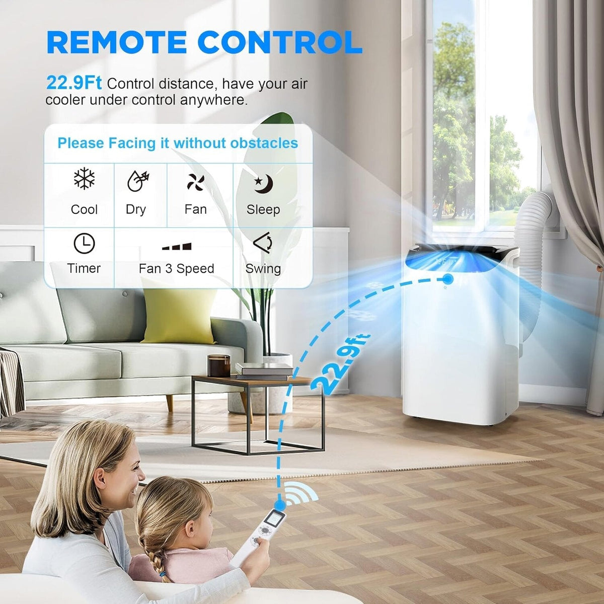 HUMHOLD Portable Air Conditioner 12000 BTU, White, 3-in-1 With Remote - HDPAC-10-A1
