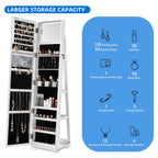Dextrus Rotating Jewelry Armoire With Full Length Mirror, White