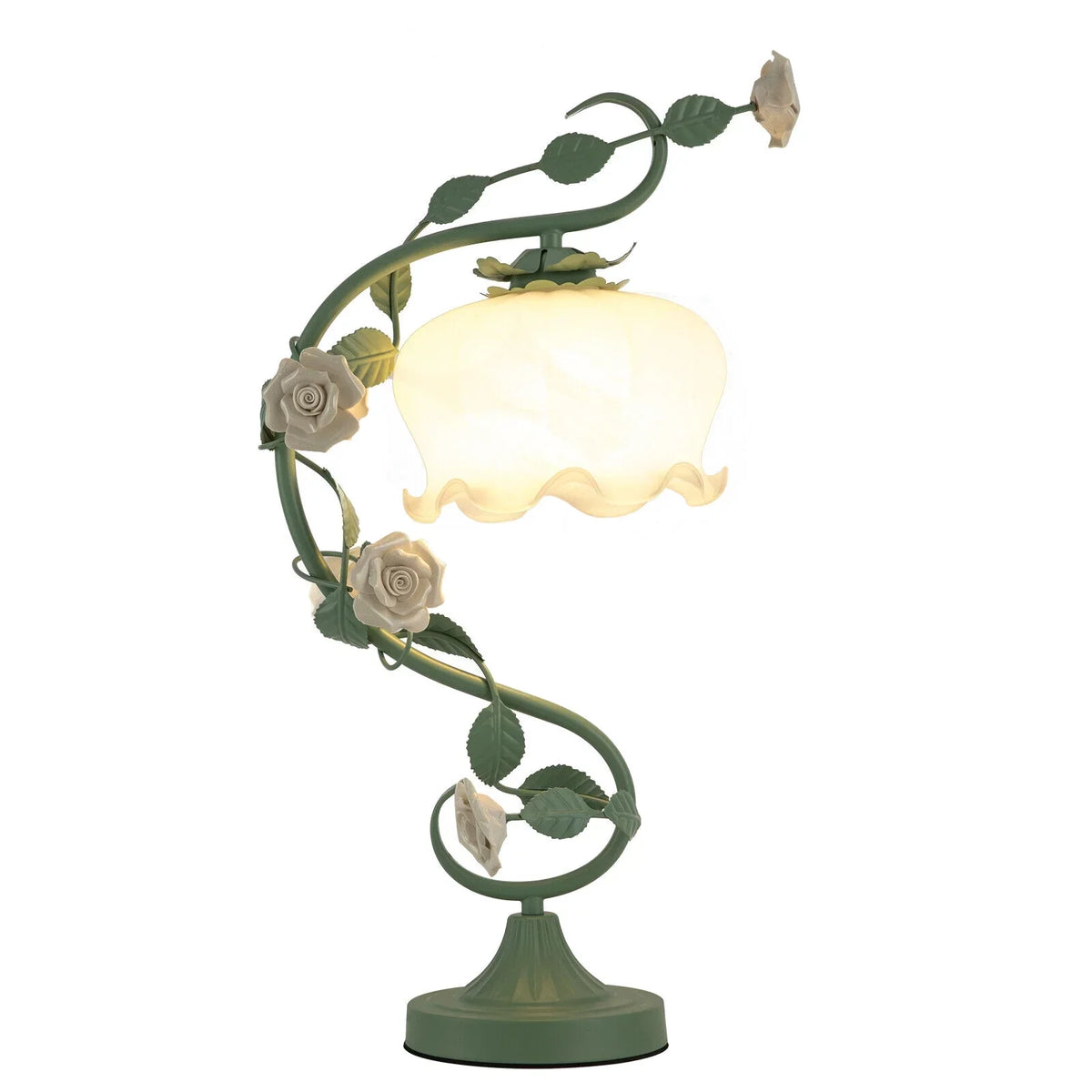 Rose Flower Table Lamp, Green, 60W Max