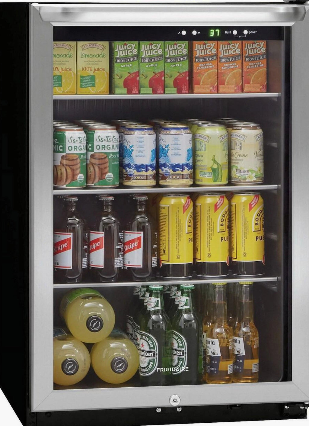 Frigidaire 24 inch Freestanding Beverage Center With Glass Door, Stainless Steel, 138 12 oz. Can Storage - FRYB4623AS
