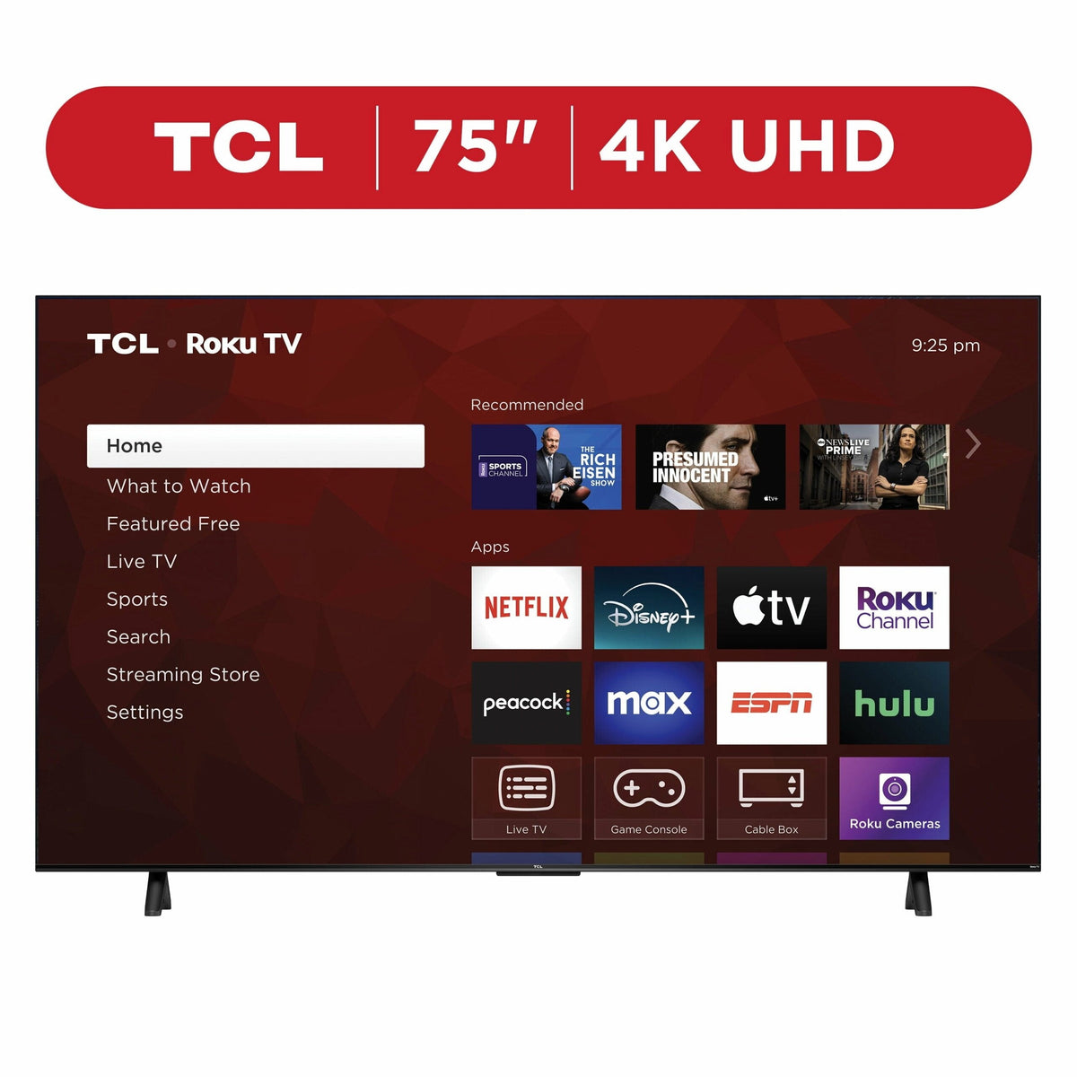 TCL 75 inch 4-Series 4K UHD HDR Smart Roku TV With Voice Control And AirPlay - 4-Series