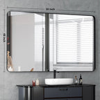 Framed Wall Vanity Mirror With Rounded Corners, 1 Piece