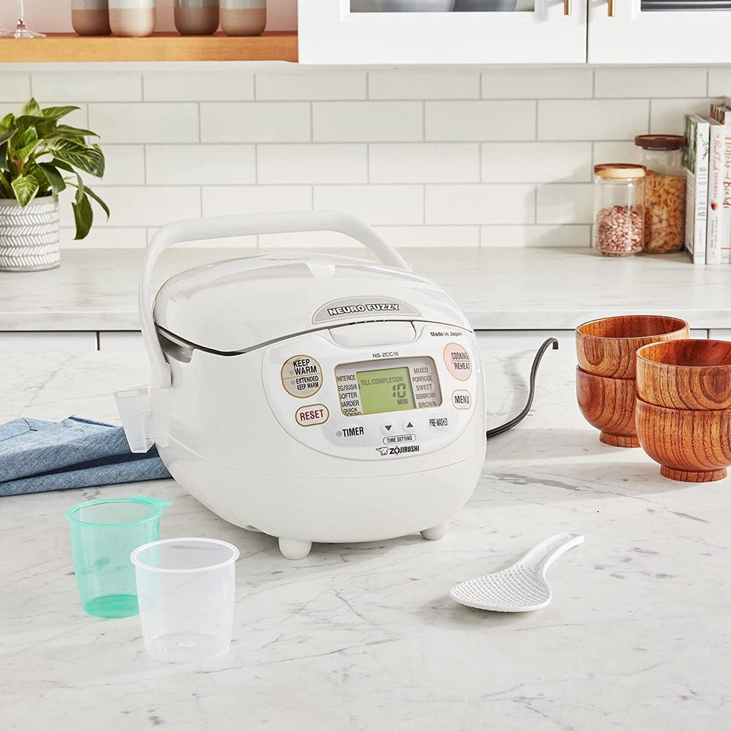 Zojirushi Made In Japan Neuro Fuzzy Rice Cooker And Warmer, 5.5-Cup, Premium White - NS-ZCC10