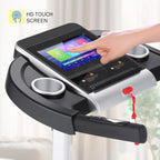 Tikmboex Folding Treadmill, 3.25HP, 10in HD TV Movie Touchscreen, Silver