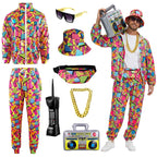 GYQMBT 80s 90s Men's Sportswear, Party Hip Hop Windbreaker 90s Disco Sportswear, 80s Adult Bizarre Costume 8 Piece Set