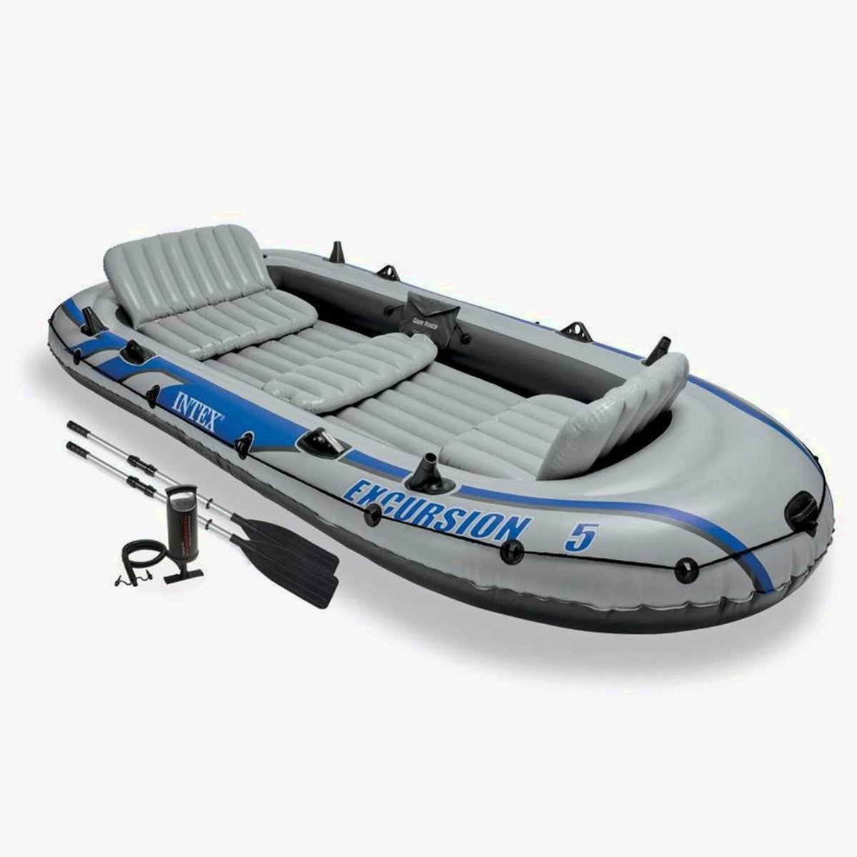 Intex Excursion 5 Person Inflatable Fishing Boat With Composite Motor Mount