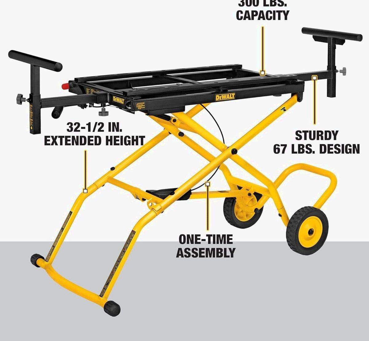 DEWALT Rolling Miter Saw Stand With Wheels, Yellow - DWX726