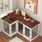 L-Shaped Corner Dog Crate Furniture, 58.7 in x 41.1 in
