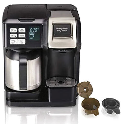 Hamilton Beach FlexBrew Thermal Coffee Maker, Single Serve And 10-Cup Full Pot, Black And Stainless - 49966