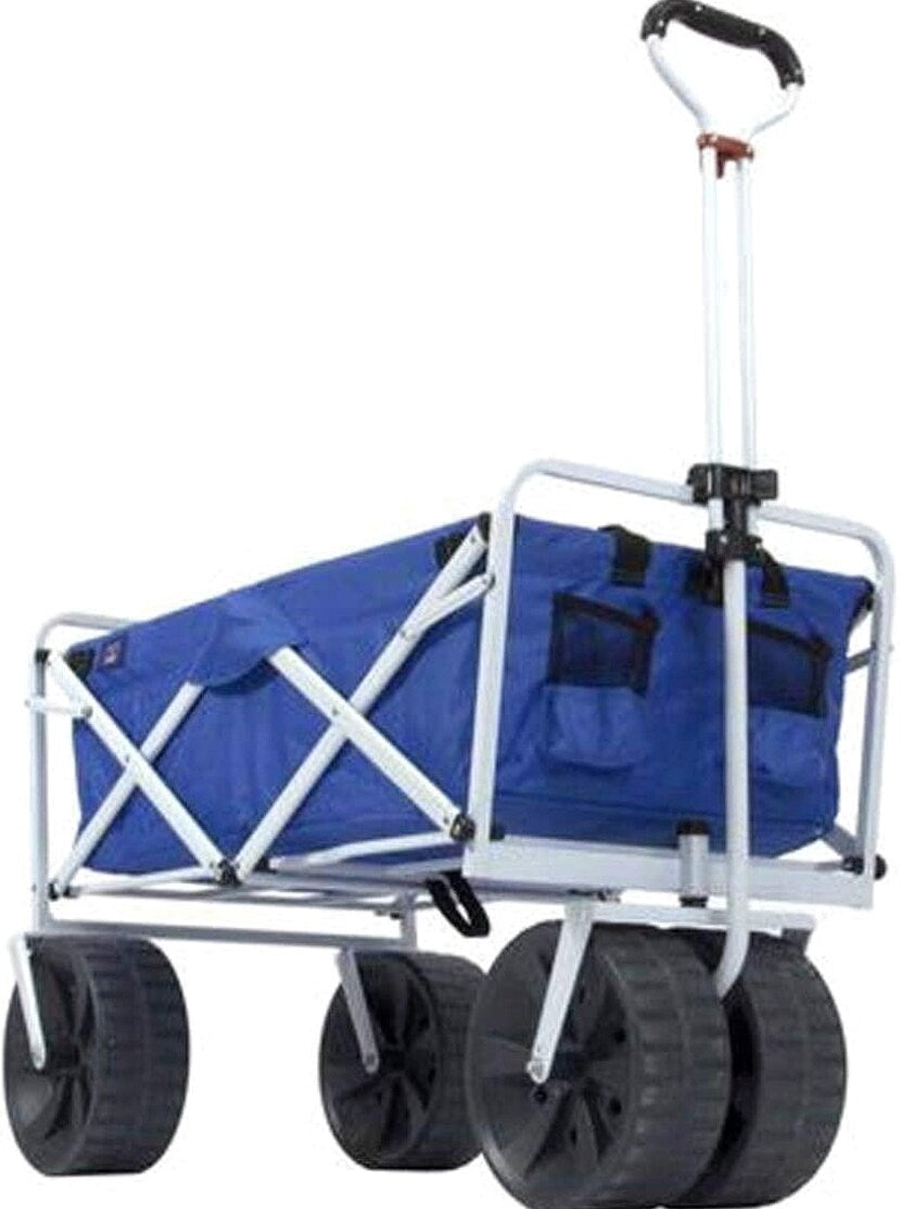 Mac Sports Heavy Duty Collapsible All Terrain Utility Beach Wagon Cart Blue/Black